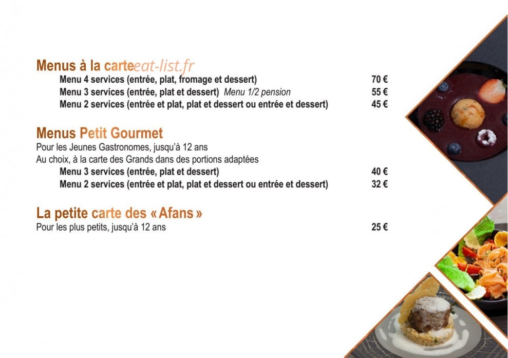 Carte et menu de L’Espérance des Grandes Rousses à L' Alpe d'Huez — Menu à la carte,....