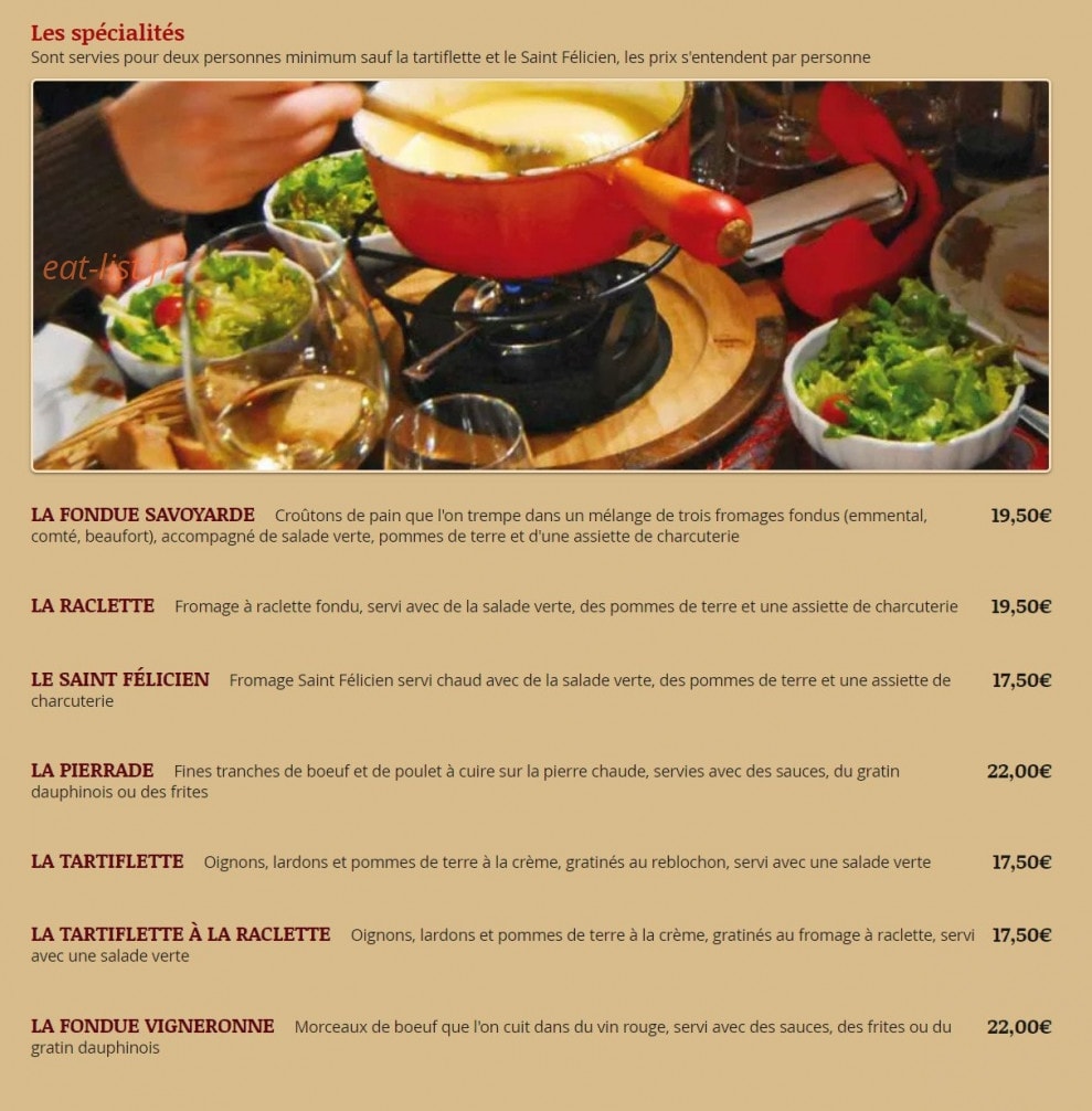 La Fondue — carte page 3