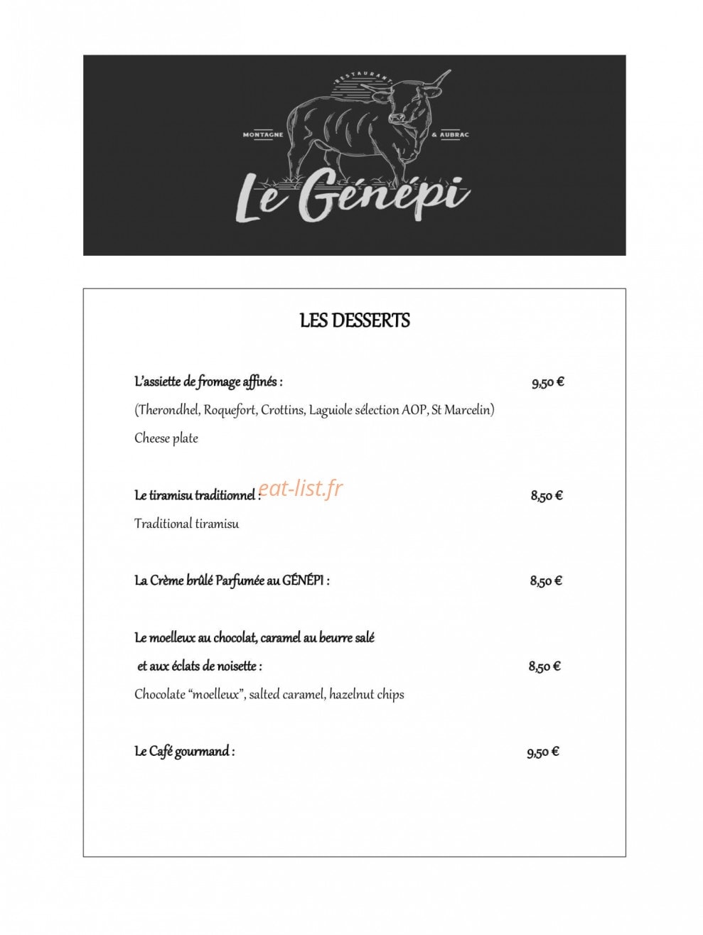 Carte et menu de Le Génépi à L' Alpe d'Huez — page 7