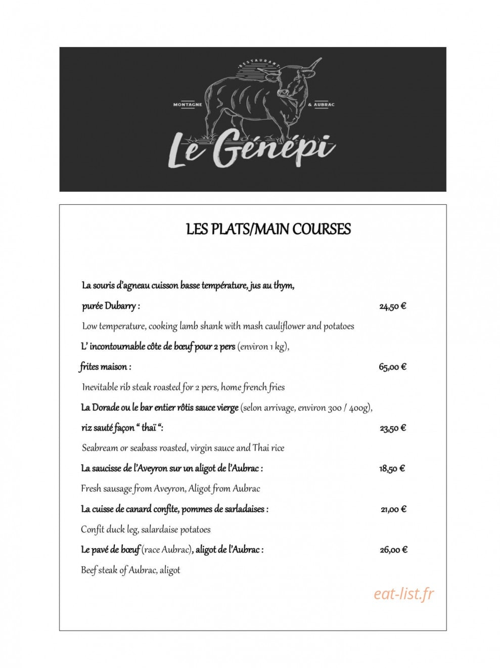 Carte et menu de Le Génépi à L' Alpe d'Huez — page 5