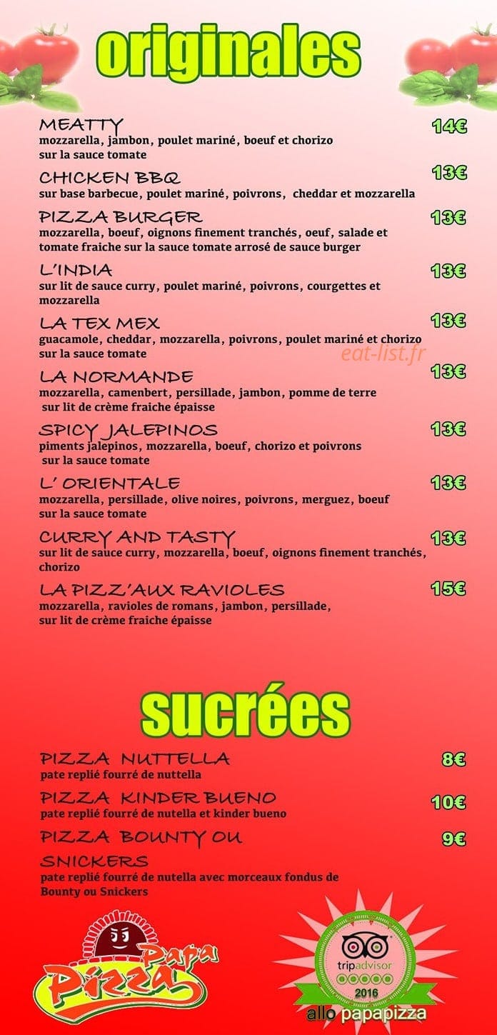 Papa Pizza — carte page 3