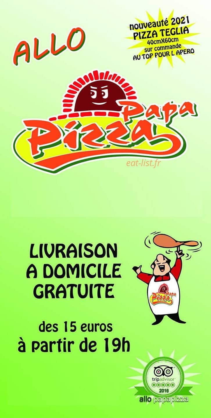 Papa Pizza — carte page 1