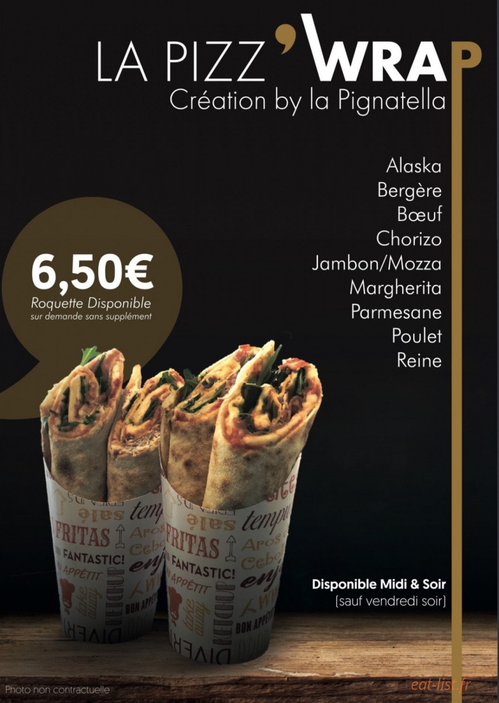 Carte et menu de La Pignatella à Varces Allieres et Risset — la pizz wrap