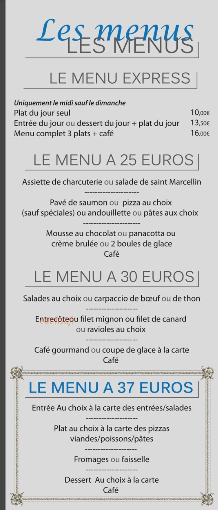 Carte et menu de La Riviera à Varces Allieres et Risset — Les menus
