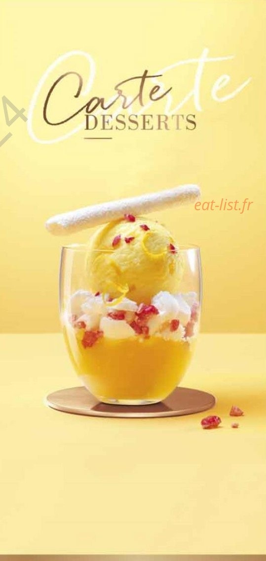Carte et menu de La Riviera à Varces Allieres et Risset — Carte des desserts