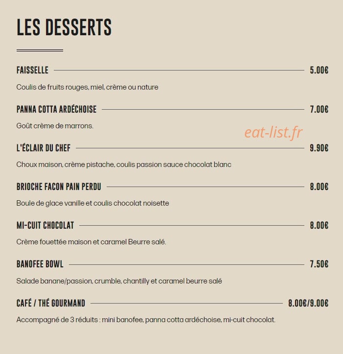 La Table des Bro's — carte page 7