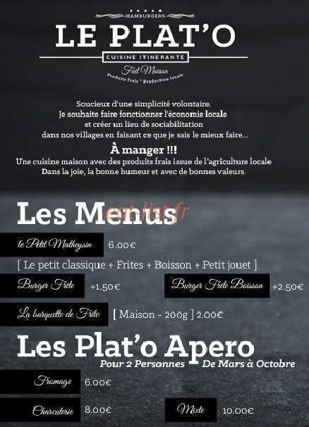 Le Plat'O — carte page 1
