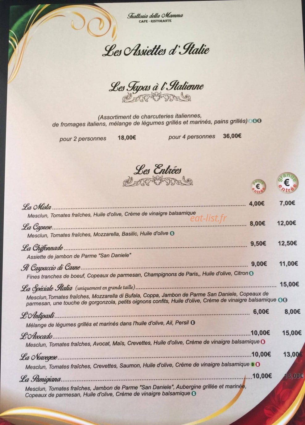Trattoria della Mamma — carte page 2