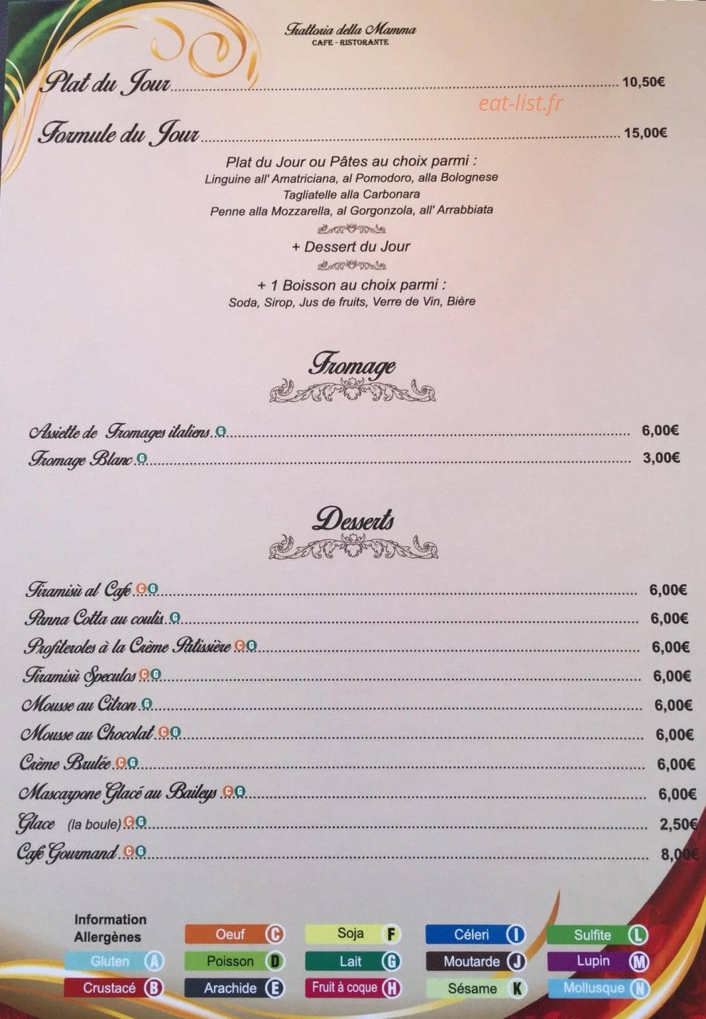 Trattoria della Mamma — carte page 3