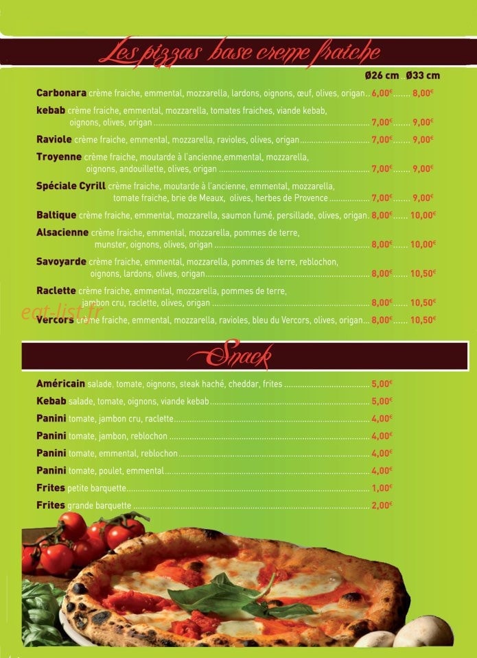 Les Pizzas de Cyrill — carte page 2