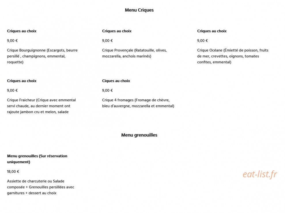 Le Comptoir Des Criques — carte page 2