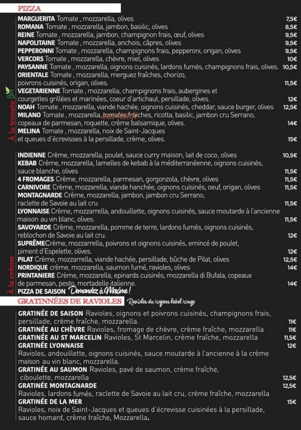 Chez Maxime — carte page 1