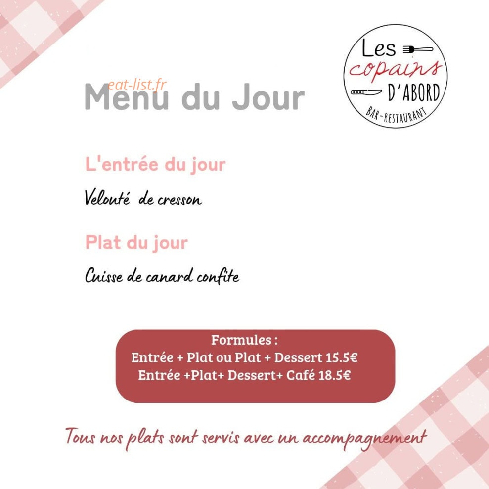 Les Copains d'abord — carte page 1