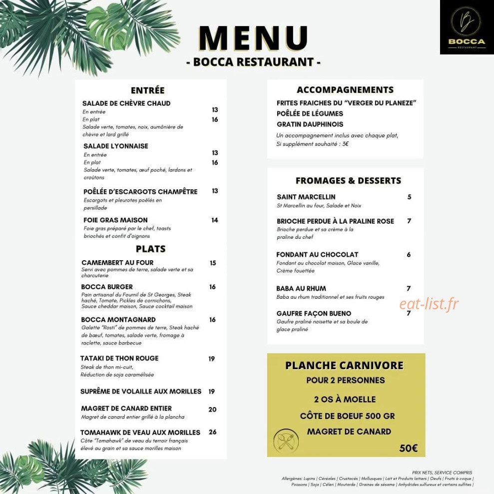 Bocca — carte page 1