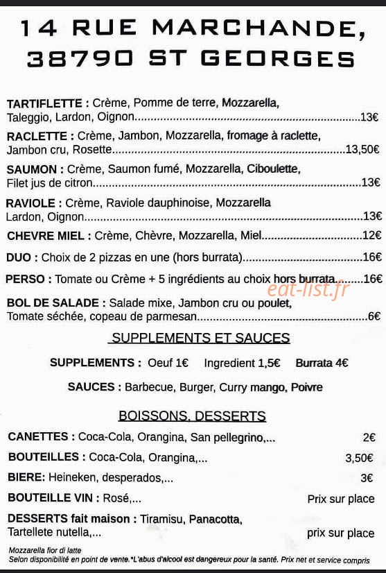 Flo Pizza — carte page 2