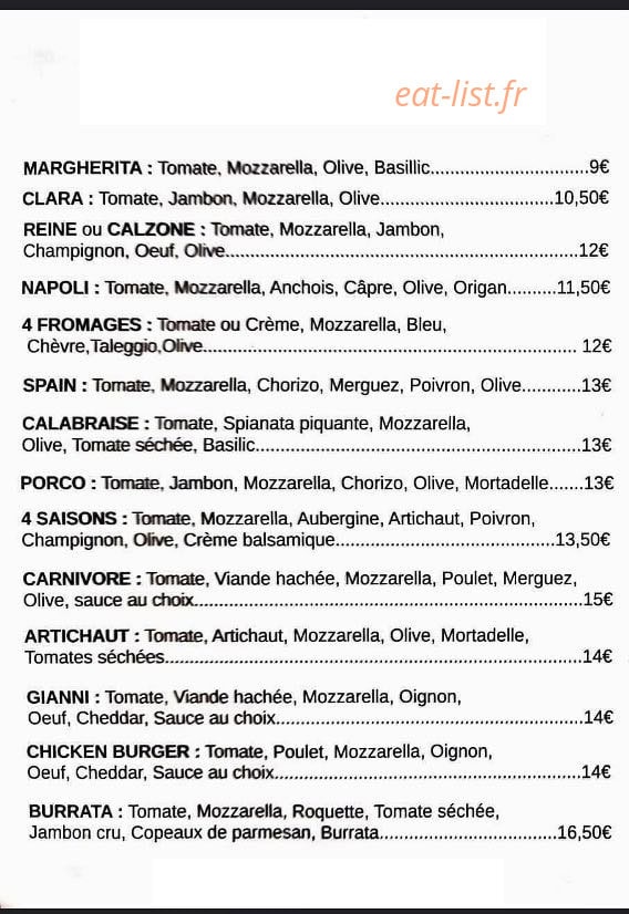 Flo Pizza — carte page 1