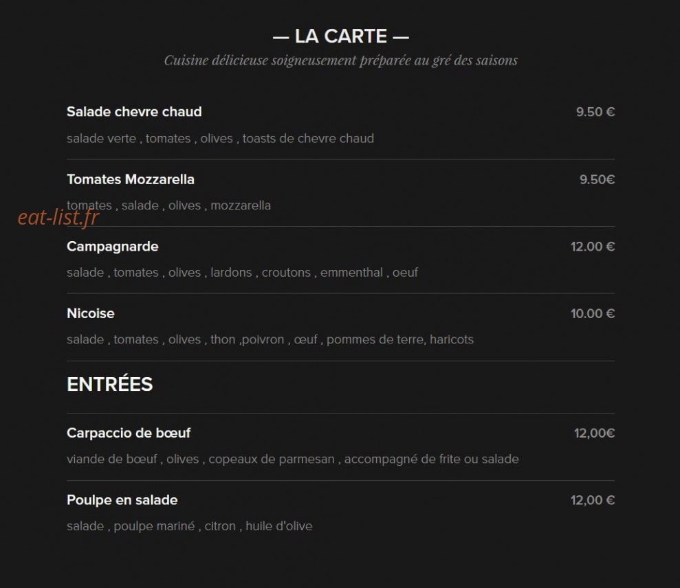 Bistrot D'Léo — carte page 2