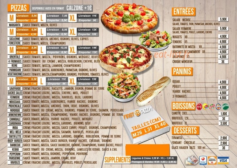 First pizza — carte page 1