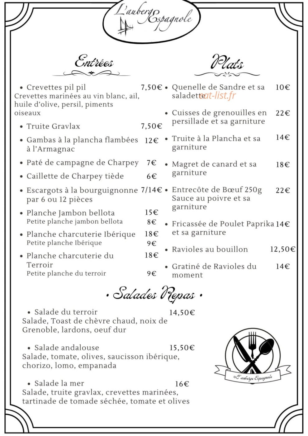 L'auberge Espagnole — carte page 2