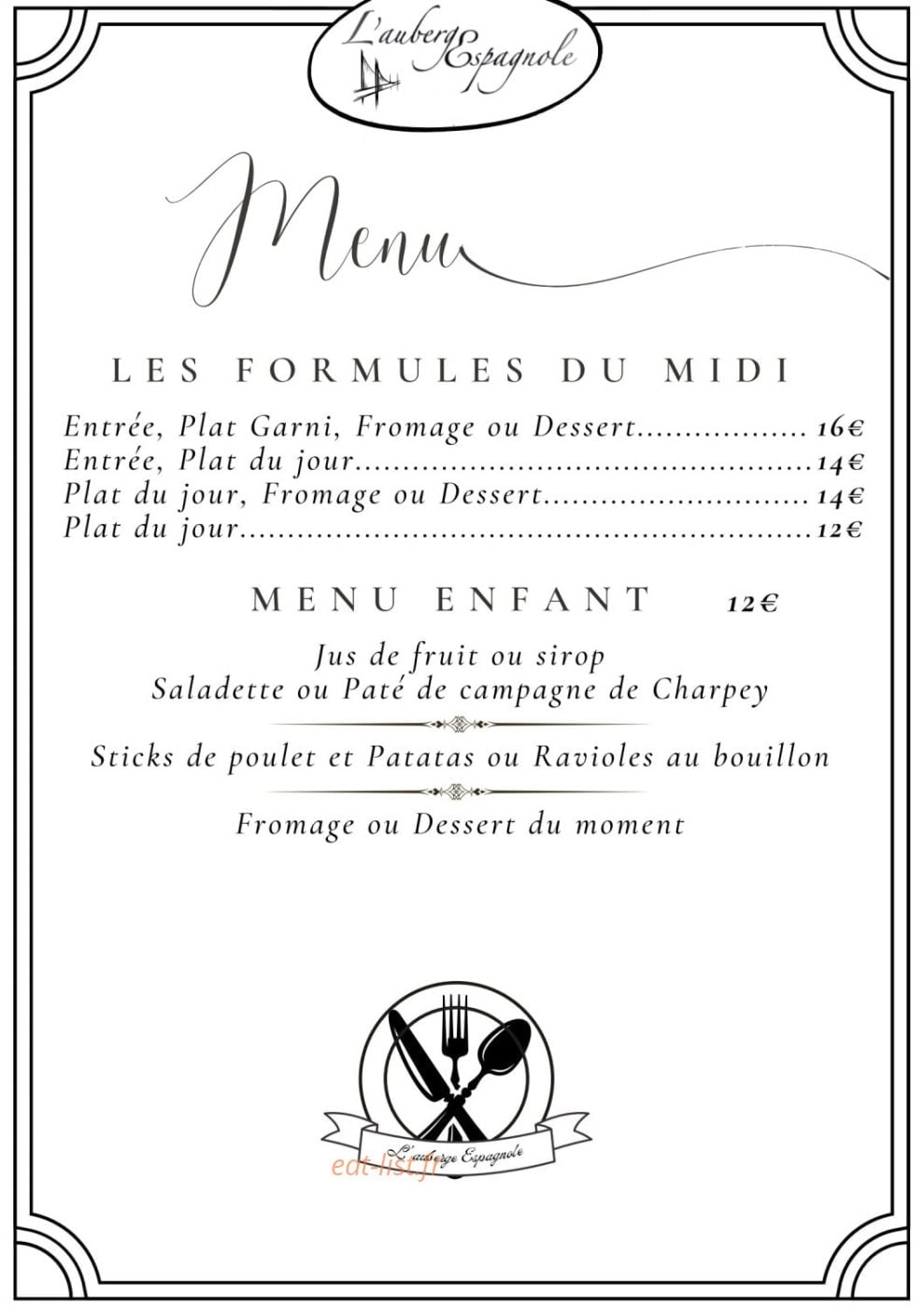 L'auberge Espagnole — carte page 1