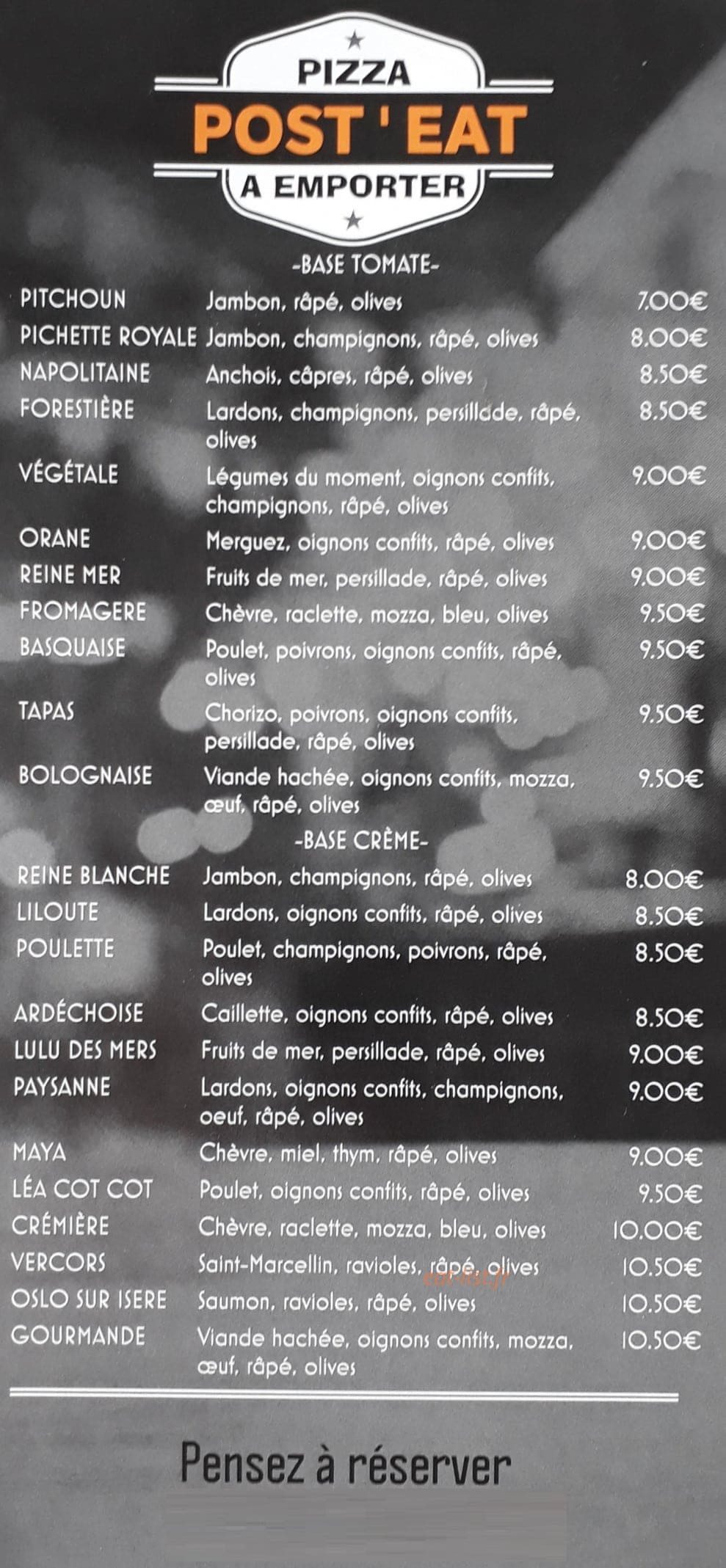 Post'eat — carte page 1