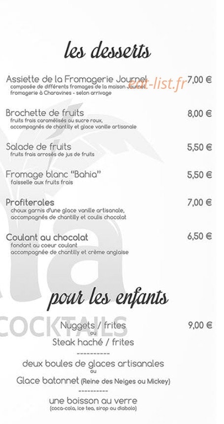Le Bahia — carte page 3