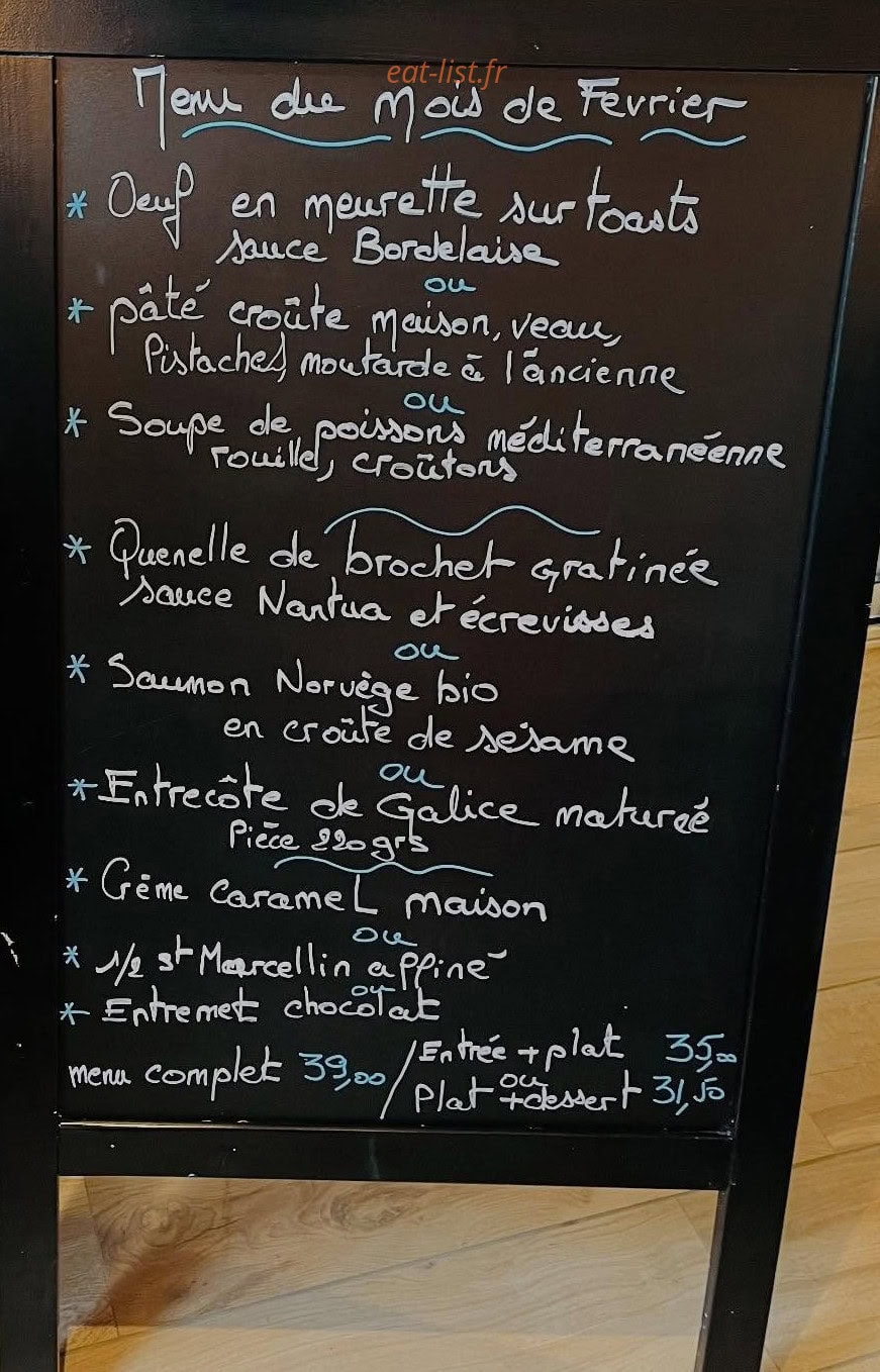 Carte et menu de Les Voiles Effet Mer à Charavines — Le menu