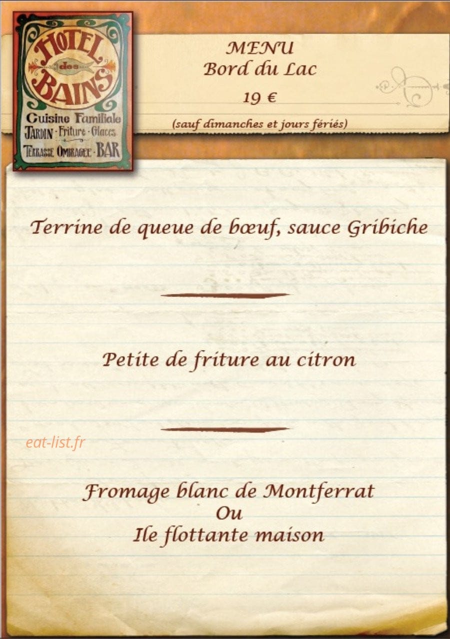 Restaurant de l' Hôtel des Bains — carte page 1