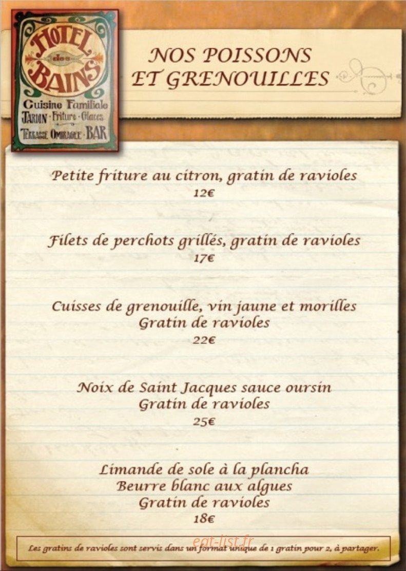 Restaurant de l' Hôtel des Bains — carte page 13
