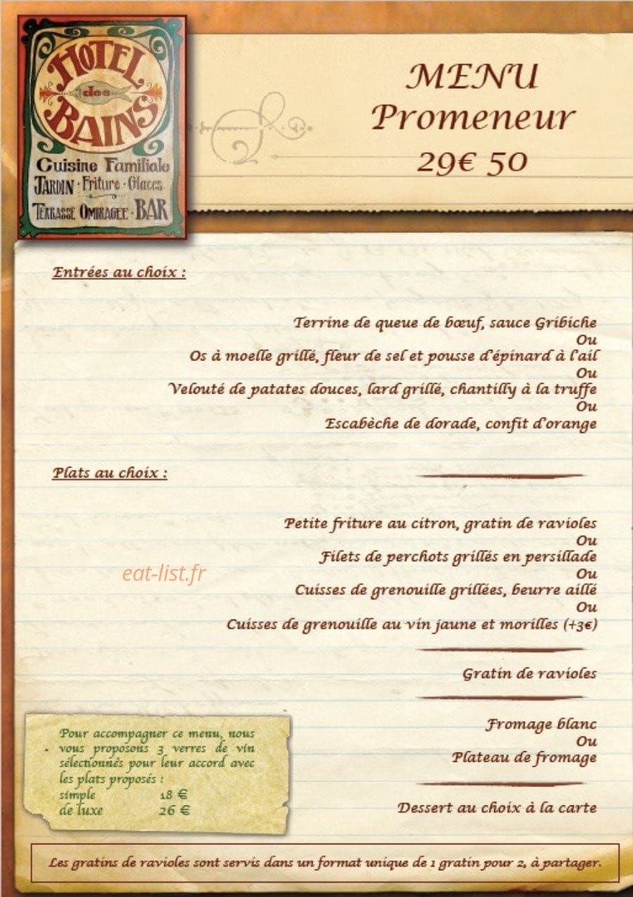 Restaurant de l' Hôtel des Bains — carte page 3