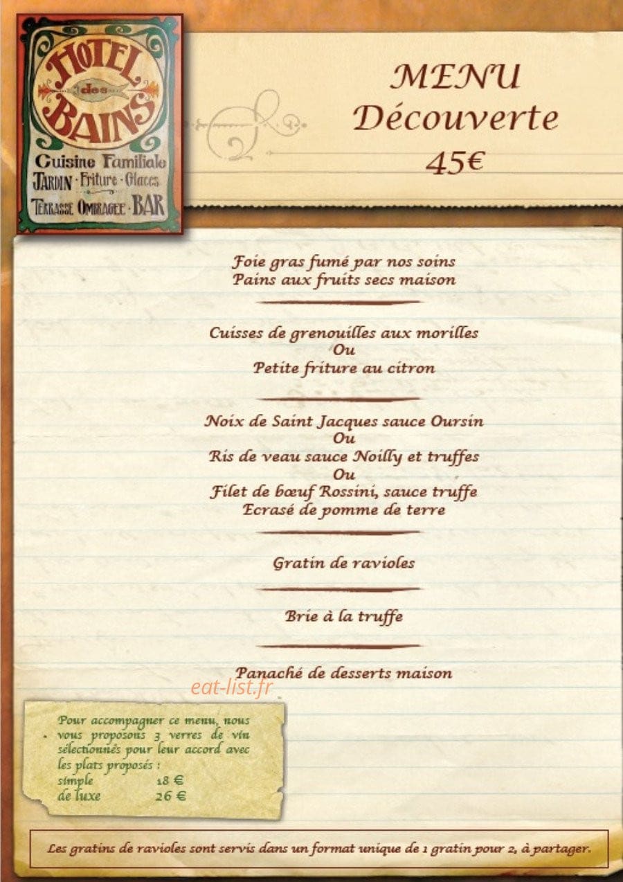 Restaurant de l' Hôtel des Bains — carte page 5