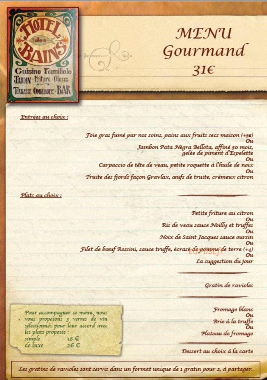Restaurant de l' Hôtel des Bains — carte page 4
