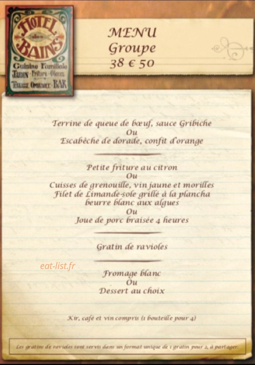 Restaurant de l' Hôtel des Bains — carte page 10