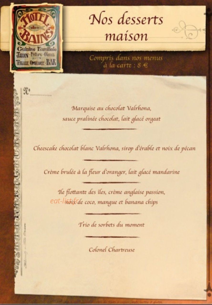 Restaurant de l' Hôtel des Bains — carte page 8