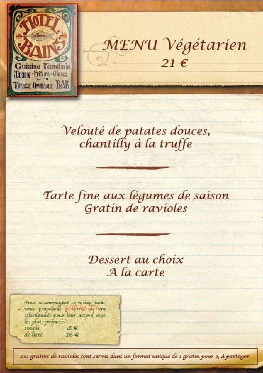 Restaurant de l' Hôtel des Bains — carte page 6