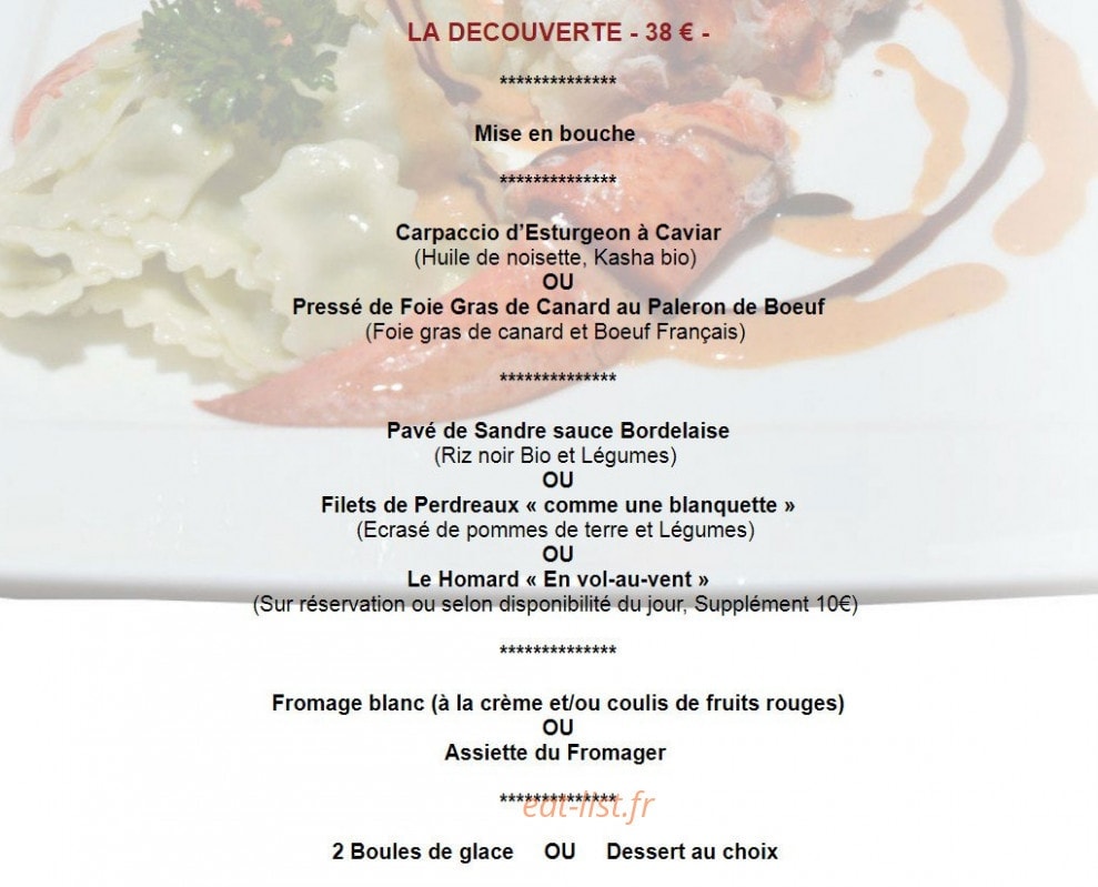 Carte et menu de L'enVol au Vent à Villages du Lac de Paladru — la decouverte 38€
