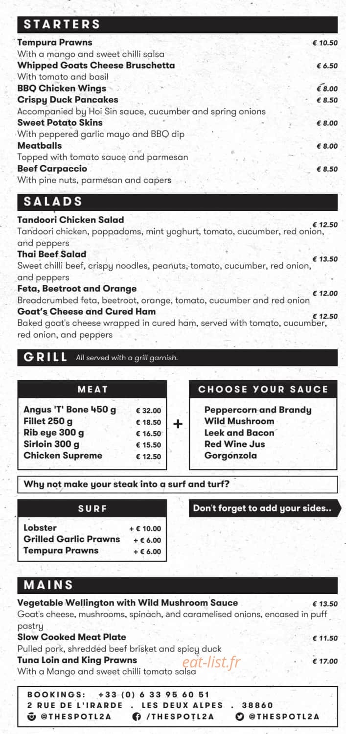The Spot — carte page 2
