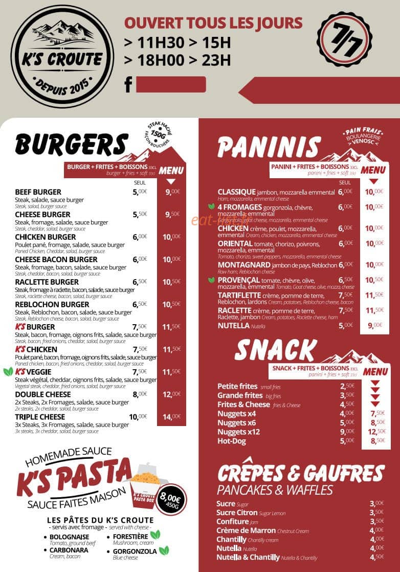 Ks croute — carte page 1