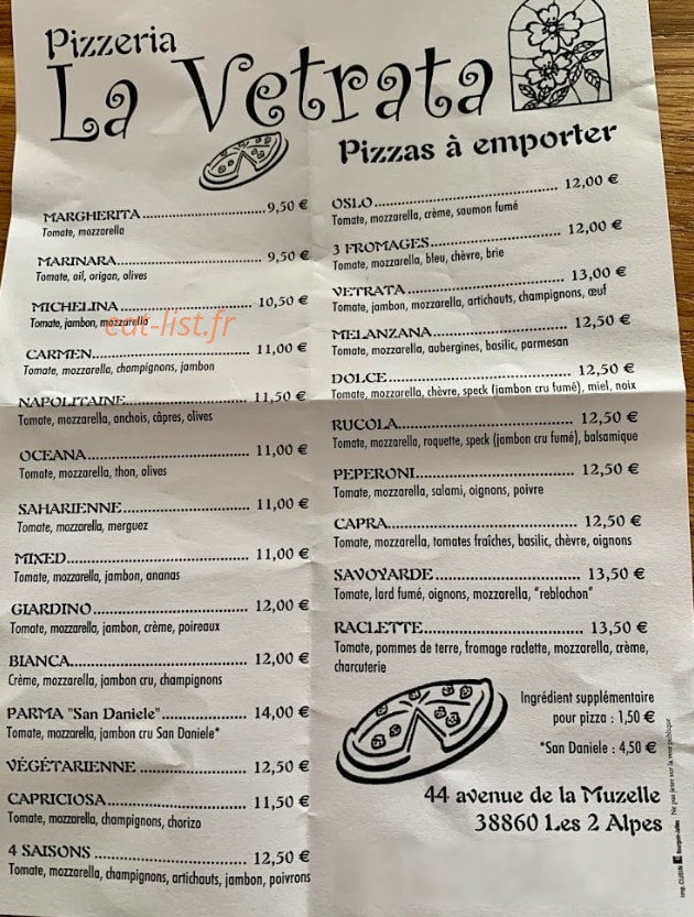 La Vetrata — carte page 1