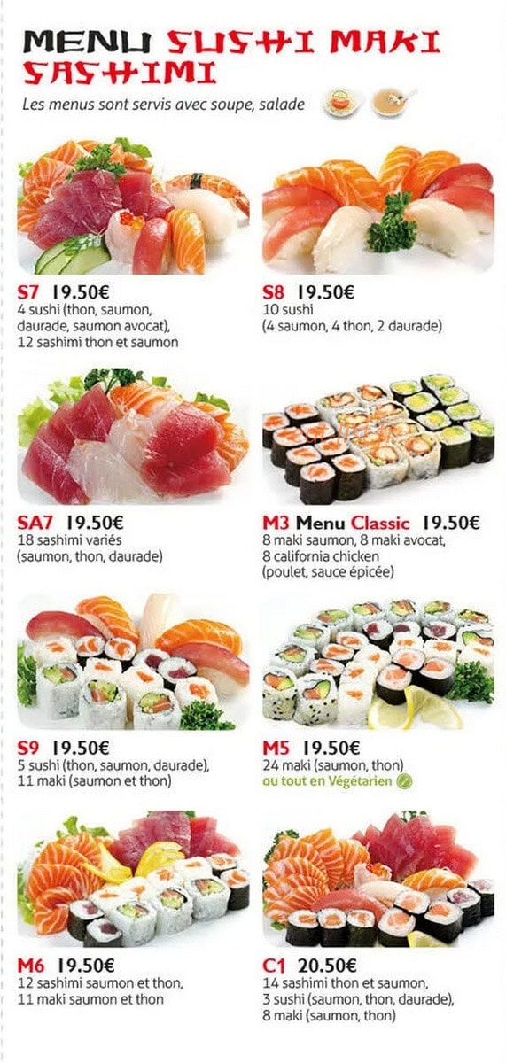 Carte et menu de Ô Wasabi Mountains à Les Deux Alpes — menu maki, sushi et sashimi
