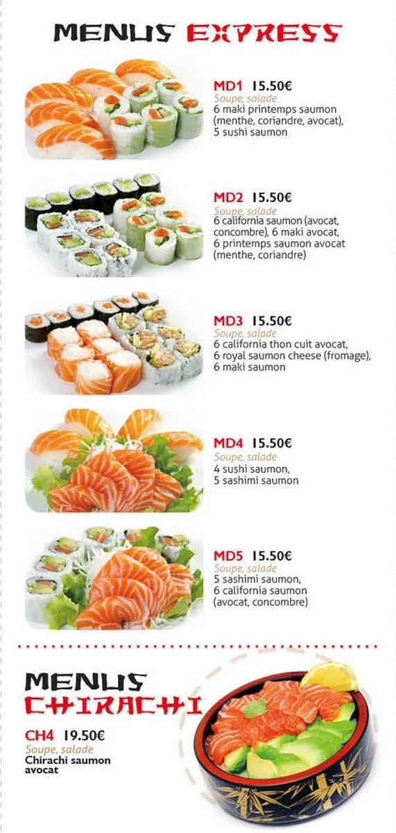 Carte et menu de Ô Wasabi Mountains à Les Deux Alpes — menu express