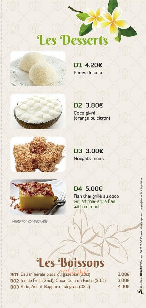 Carte et menu de Ô Wasabi Mountains à Les Deux Alpes — Desserts et boissons