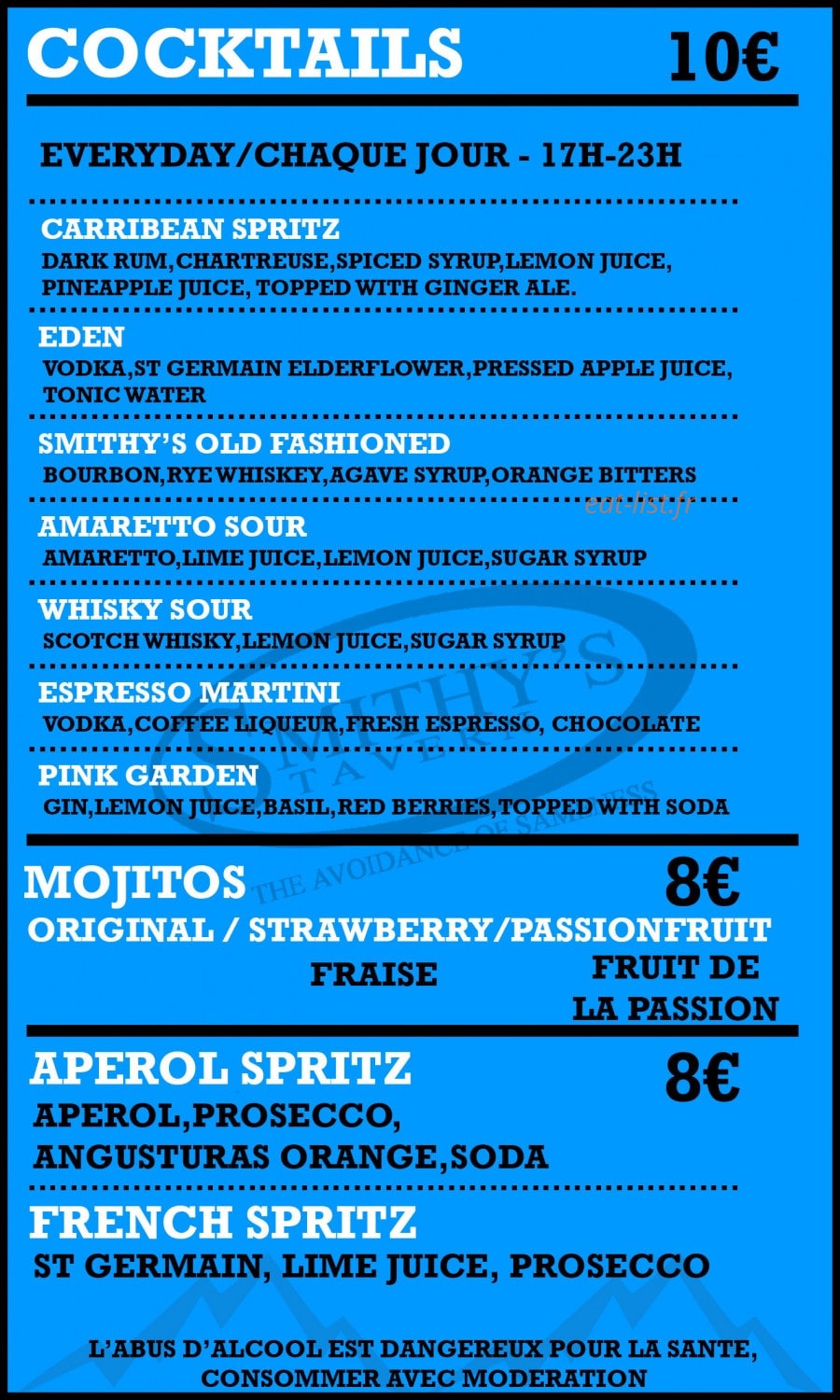 Smithy's Tavern — carte page 11