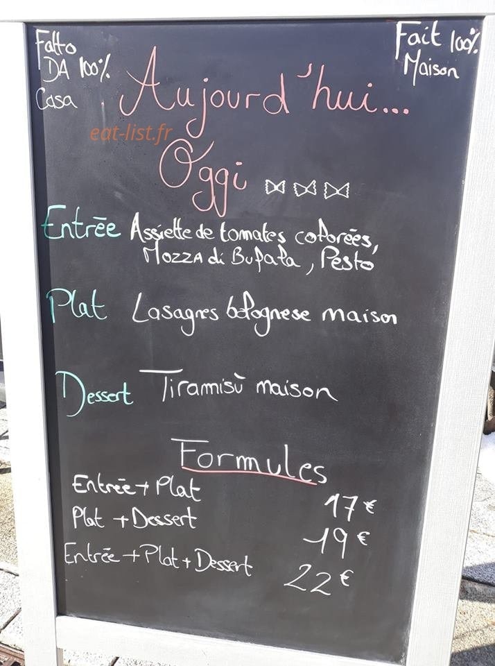 Carte et menu de Trattoria Pasta Mia à Les Deux Alpes — Le menu
