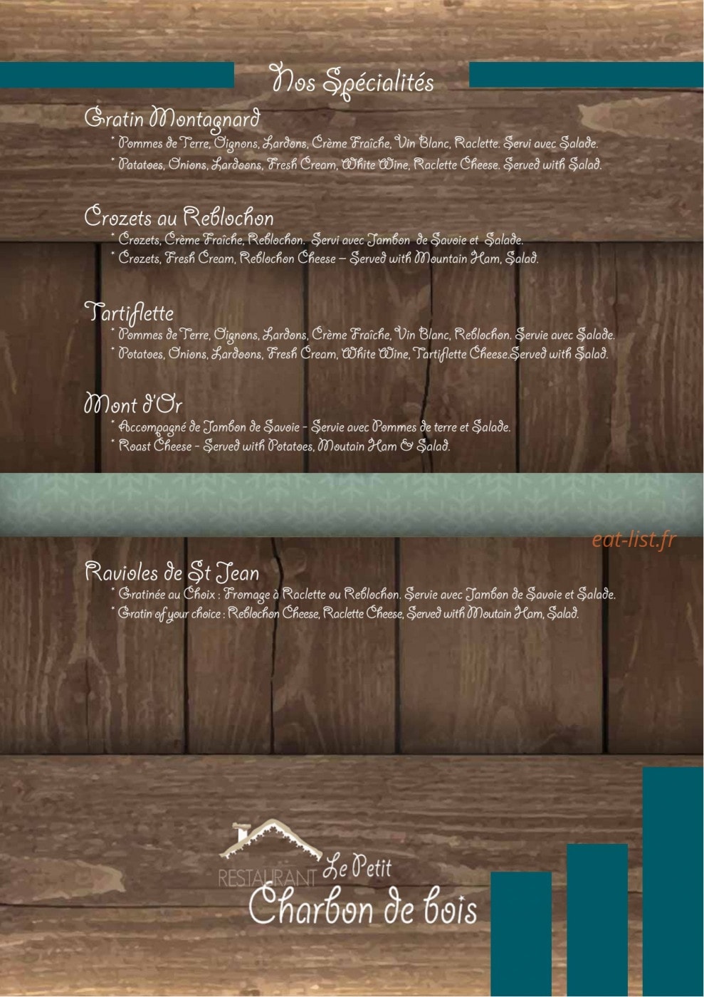 Le Petit Charbon de Bois — carte page 3