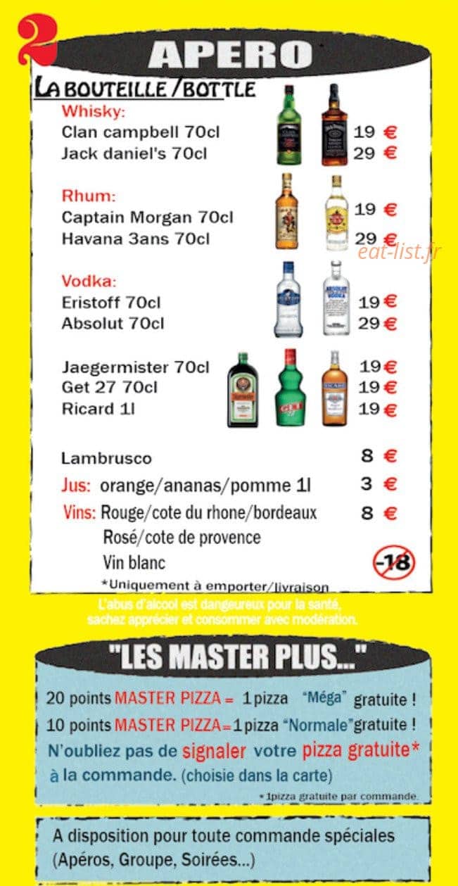 Master Pizza — carte page 4