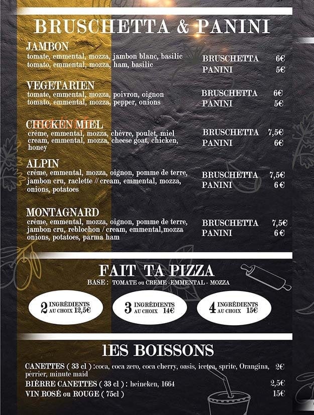 Mich'pizza — carte page 2