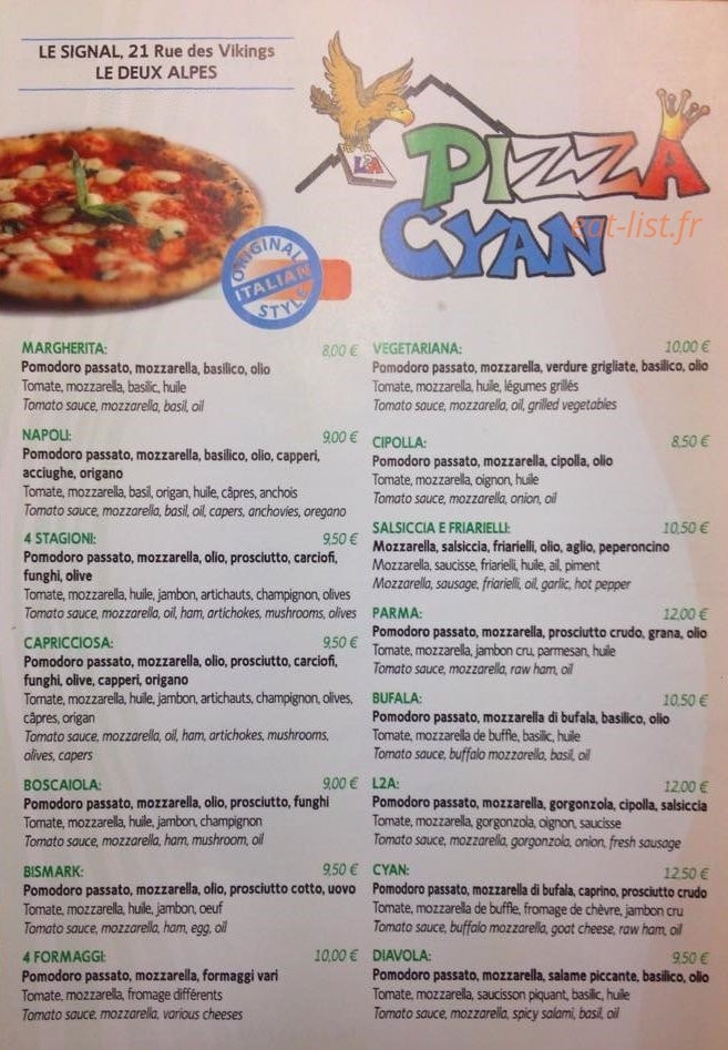 Pizza Cyan — carte page 1