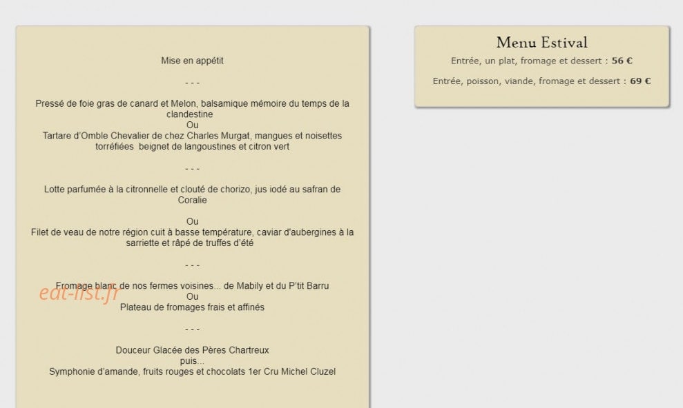 Auberge du Château — carte page 3