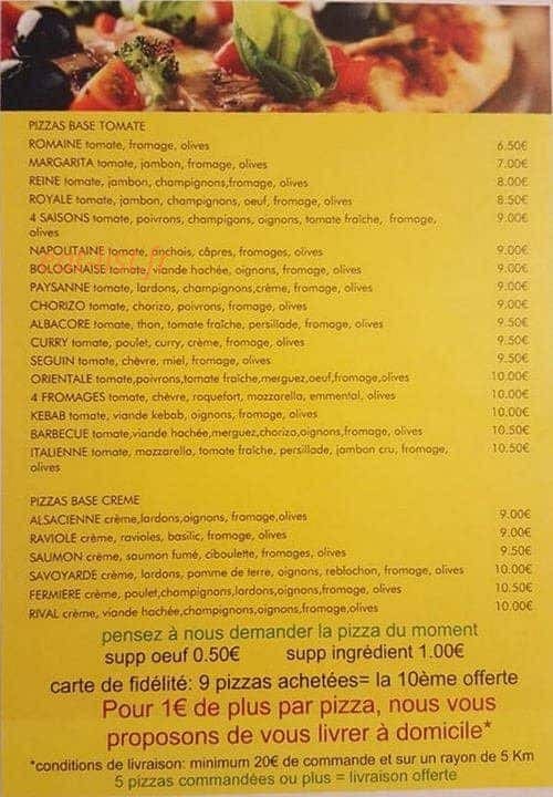 Pizzeria du rival — carte page 2